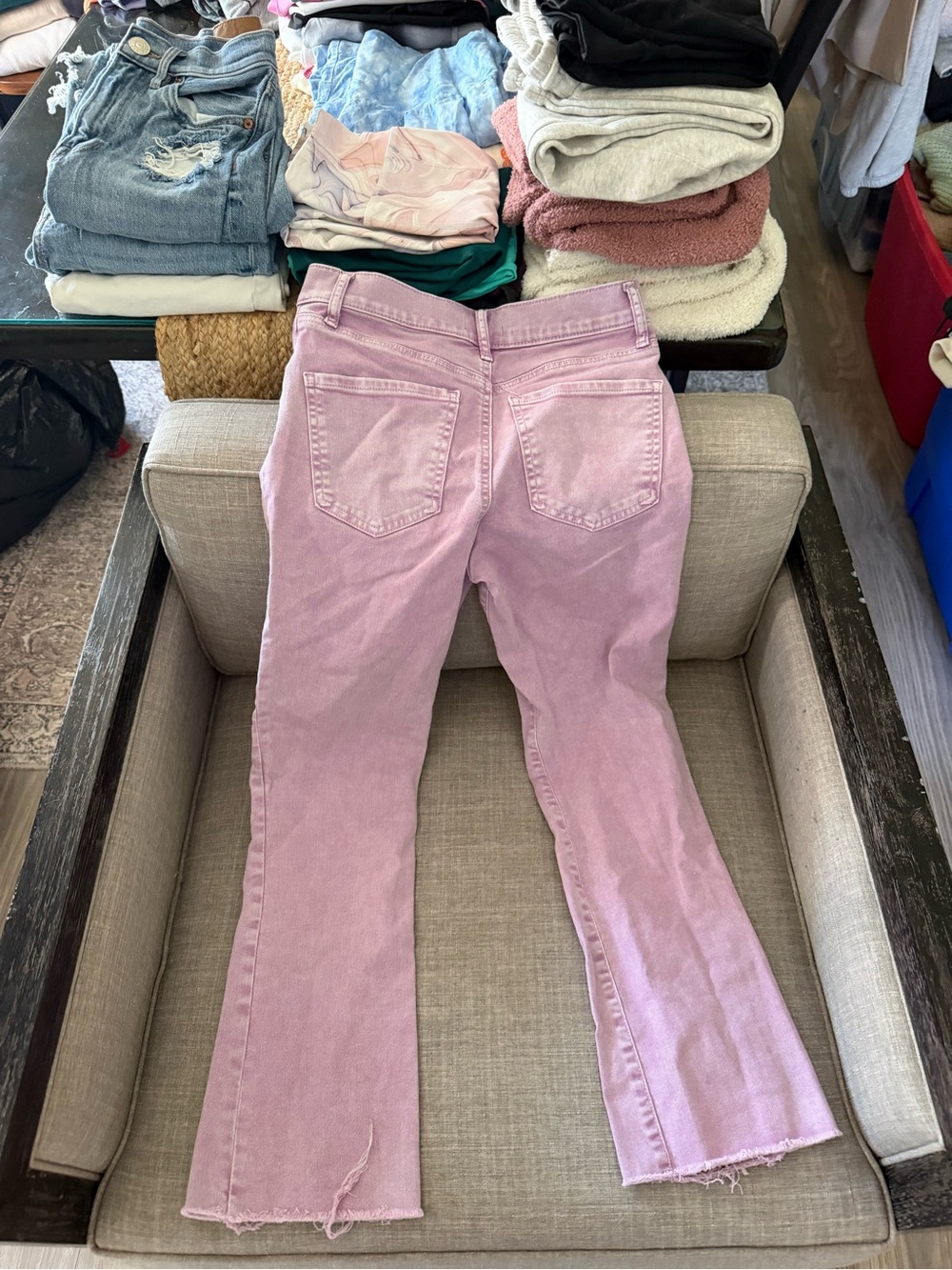 Express Pastel Pink Flare Jeans